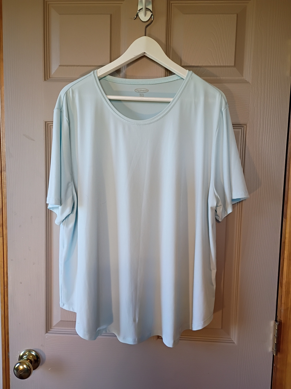 Women's Light Blue Short Sleeve Scoop Neck Top - Casual Comfort